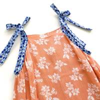 Kleid in 98 / 104, orange geblümt und blau weiß gepunktet, Upcycling Bild 3