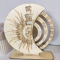 Ewiger Kalender "Sonne" aus Holz | Nachhaltiger Dauerkalender | Tischkalender Dekoration und Geschenkidee Bild 2