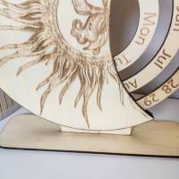 Ewiger Kalender "Sonne" aus Holz | Nachhaltiger Dauerkalender | Tischkalender Dekoration und Geschenkidee Bild 5