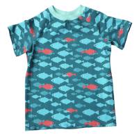 T-Shirt Kindershirt/Raglanshirt Größe 122 - Fische petrol Bild 1