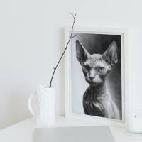 Digitaler Download Motiv "Sphynx-Katze Lineart" Sublimation png 300dpi 20x30cm Kunstdruck Wanddeko Kartenbasteln Bild 1