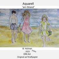 Aquarell original, "am Strand",DIN A4 Bild 3
