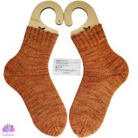Socken, Größe 38/39, handgestrickt, aus handgefärbter Sockenwolle, Farbe: Golden Brown Bild 2