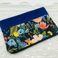 Kosmetiktasche Blüten, Schminktäschchen blau , Make up Tasche Muster,kleines Täschchen Bild 4