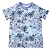 T-Shirt Mädchenshirt Raglanshirt - Größe 134 - Blumen auf weiß Bild 1