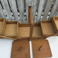 Großer, 3-lagiger Vintage-Nähkasten aus Holz Bild 4