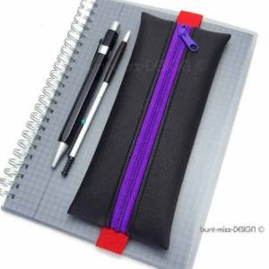 Mäppchen mit Gummiband für Ordner A4 Notizbuch Kalender A5, lila violett rot schwarz, handmade by BuntMixxDESIGN Bild 3