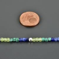 Minimalistische Würfel-Edelstein-Kette - Sodalith Peridot Chrysokoll Halskette zart Würfelschmuck blau grün türkis Bild 3