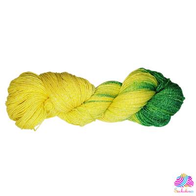 Handgefärbte Sommer-Sockenwolle, 4fach, mit Baumwolle, Löwenzahn