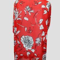 Damen Tunika Kleid Chiffon in Rot | Floraler Print | Bild 3