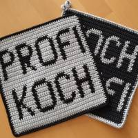 Topflappen "Koch-Profi", gehäkelt, Baumwolle Bild 1