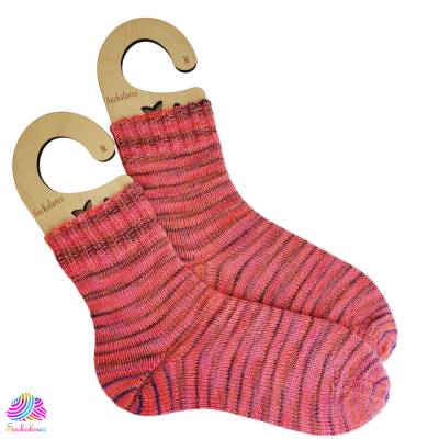 Socken, Größe 38/39, handgestrickt, aus handgefärbter Sockenwolle, Farbe: Unikat