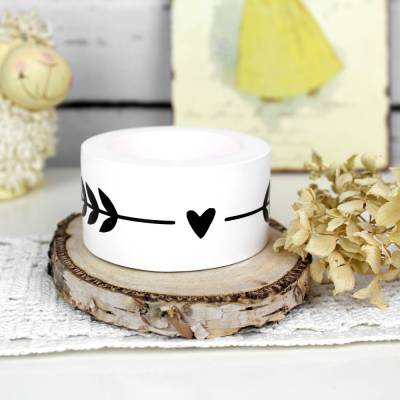 Teelichthalter mit Herz & Blättern aus Gießpulver