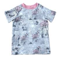 T-Shirt Mädchenshirt Raglanshirt - Größe 128 - Vintage grau rosé Bild 1