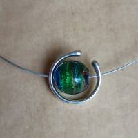 Halskette Collier mit Lampwork-Perle regenbogen-farben Bild 1
