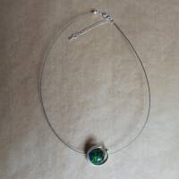 Halskette Collier mit Lampwork-Perle regenbogen-farben Bild 3