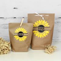personalisierte Geschenktüte mit Sonnenblume ~ Geschenkverpackung | Papiertüte Bild 1
