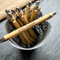 Bitte... Dankööö... gravierter Kuli - Kugelschreiber mit Gravur, Kuli graviert, aus Bambus, Kuli mit lustigen Text Bild 1