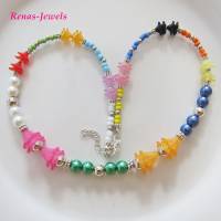 Kinderkette bunt silberfarben Perlen Blütenkelche Kinder Kette für Mädchen Handgefertigt Bild 3