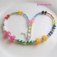 Kinderkette bunt silberfarben Perlen Blütenkelche Kinder Kette für Mädchen Handgefertigt Bild 5