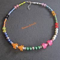 Kinderkette bunt silberfarben Perlen Blütenkelche Kinder Kette für Mädchen Handgefertigt Bild 6