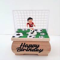 Geldgeschenk Geburtstag Fußball Sport rot - weiß Holzbox Bild 1