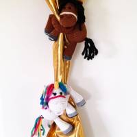 EINHORN PFERD-Gardinen Vorhang Krawatte Raffhalter Baby Kinderzimmer Deko Fantasy Unicorn Amigurumi Kuscheltier Bild 6