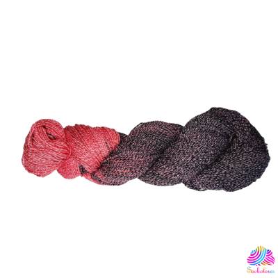 Handgefärbte Sommer-Sockenwolle, 4fach, mit Baumwolle, Farbe: "Black Rose"