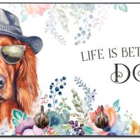 Hundegarderobe LIFE IS BETTER WITH A DOG mit Irish Setter Bild 1