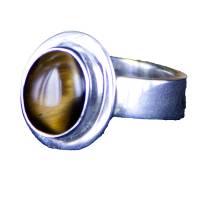 kleiner Tigeraugen Ring oval in Silber gefasst Größe verstellbar Bild 7