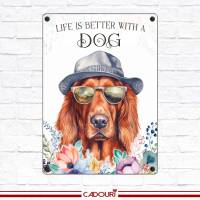 Hundeschild LIFE IS BETTER WITH A DOG mit Irish Setter Bild 2