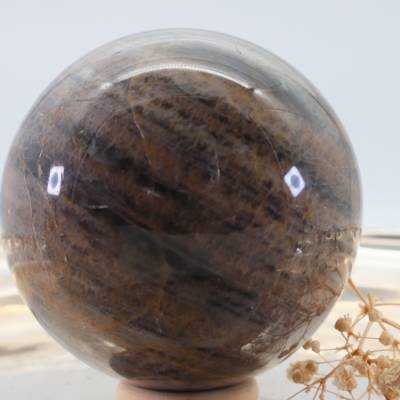 GROSSE schwarze MONDSTEIN 72 mm Edelstein Kugel, Meditation und Heilsteine, glänzende Kugel, Wunderbarer Kristall