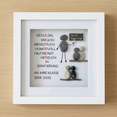 Personalisiertes Steinbild zum Abschied für Lehrer:innen – Unikat mit Eigenschaften & Widmung, STB-50