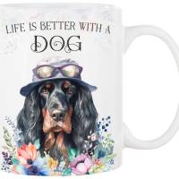 Hunde-Tasse LIFE IS BETTER WITH A DOG mit Gordon Setter Bild 1