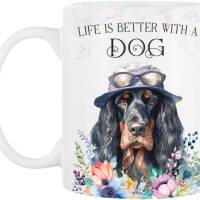 Hunde-Tasse LIFE IS BETTER WITH A DOG mit Gordon Setter Bild 2