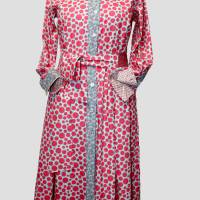 Damen Hemdblusen Kleid  | Zeitlos  gepunktet in Farbe Koralle/Lachs | Bild 1