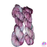 Handgefärbte Sommer-Sockenwolle, 4fach, mit Baumwolle, Farbe: "Lilalala" Bild 2