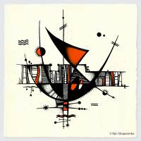Druck, Kunstdruck von grafisch-studio: abstrakt oder ein "Segelschiff"? Limitierte Auflage Bild 3