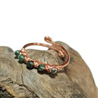 Kupfer Ring handgemacht mit Mini Achat grün funkelnd m Bandring wirework gehämmert Bild 3