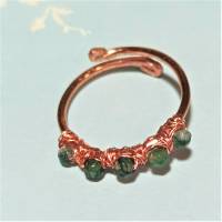 Kupfer Ring handgemacht mit Mini Achat grün funkelnd m Bandring wirework gehämmert Bild 4
