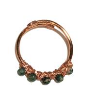 Kupfer Ring handgemacht mit Mini Achat grün funkelnd m Bandring wirework gehämmert Bild 5
