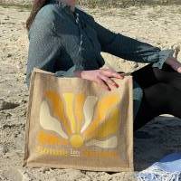Limited Edition | großer Jute Shopper | Sonne im Herzen | als Einkaufstasche | Strandtasche | zum Muttertag | 32 Liter Bild 3