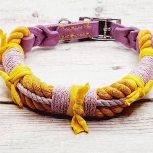 Halsband "Hippie Yellow" Fettleder Hundehalsband Lederhalsband Bild 1