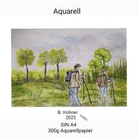 Aquarell, DIN A4 "Walking", original & signiert Bild 1
