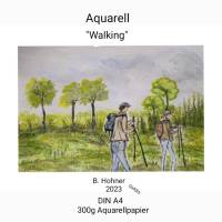 Aquarell, DIN A4 "Walking", original & signiert Bild 3