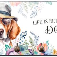 Hundegarderobe LIFE IS BETTER WITH A DOG mit Beagle Bild 1