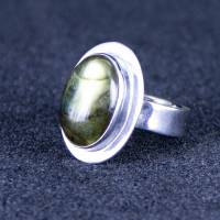 Labradorit Ring grün schimmern Silberringschiene verstellbar Bild 2