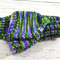 Handschuhe mit Kappe für Kleinkinder, Lila Grün handgefärbt Bild 6