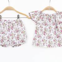Baby-Set, kurzärmlige Bluse und Bloomers,74 80, Rosenprint, Upcycling Bild 8