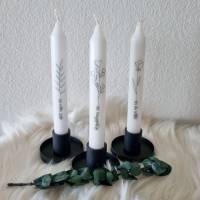 weiße Kerze mit Spruch und Blume, schöne Tischdeko zur Taufe oder Gastgeschenk Hochzeit, kleines Mitbringsel Bild 7